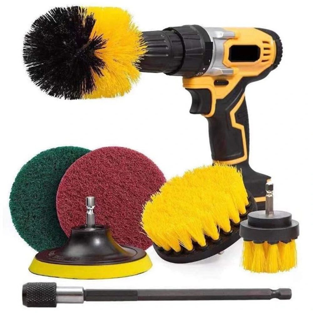 7pc/set Attachable Electric Drill Brushes Scouring Pad For Cleaning Flooring Brick Pool Tile Ceramic Marble Grout Bathroom Car (image for) 7pc/set Attachable Electric Drill Brushes Scouring Pad For Cleaning Flooring Brick Pool Tile Ceramic Marble Grout Bathroom Car